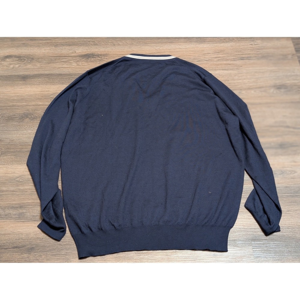 Brunello Cucinelli Men Navy Blue Cashmere Silk V-Neck Sweater IT 54 L Italy FLAW - Picture 7 of 9